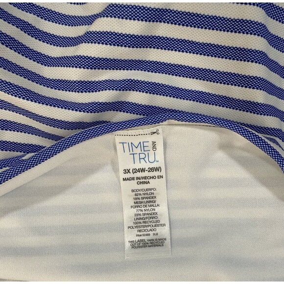 NEW Time and Tru Bikini Womens Plus Size 3X Swim Top & Bottoms Set Blue Stripes - Picture 10 of 16